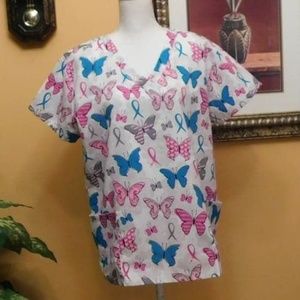 Zikit Medical V-Neck Print Scrub Top